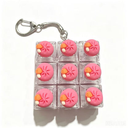 Mini Dumpling Fidget Charm Keychain Cute 3x3 Pop Fun Stress Relief Accessory