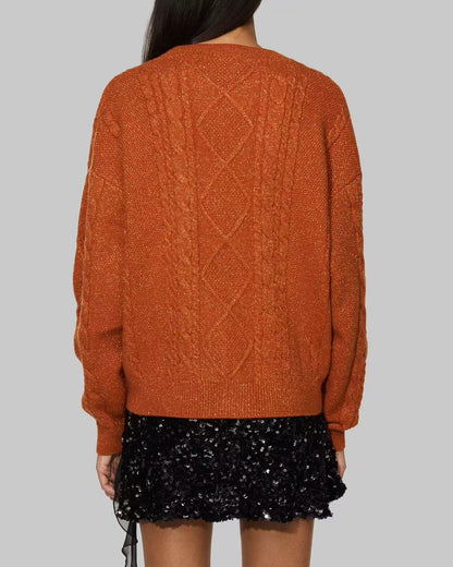 Taylor Swift “The Life of a Showgirl” Orange Cardigan Embroidered Star Loose Fit Knit Button Sweater Album Merch