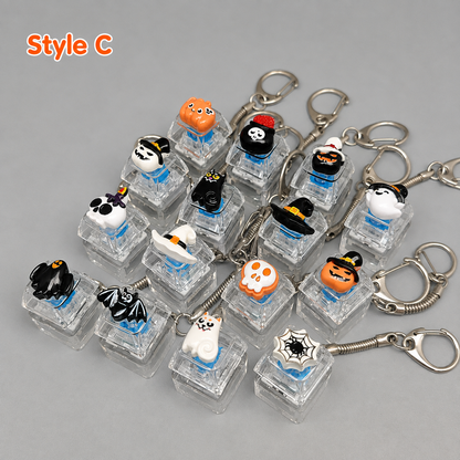 Halloween Fidget Keycap Pressing Stress Relief Keychain with Cute Holiday Charms