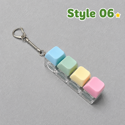 Pastel Colors Finger Press Button Cube Squishy Keyboard Keychain Stress Relief Toy