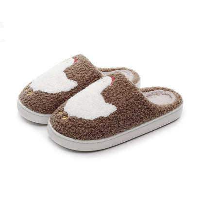2025 Christmas Grinch Gingerbread Farm Chicken Plush Slippers Unisex Winter Cotton Home Slippers