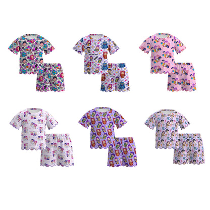 Summer K-Pop Demon Hunter Fashion Soft Scallop Trim Short Set