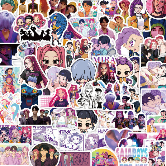 KPOP Huntrix Demon Hunter Girl & Gasha Boy Group Stickers Cartoon Character Decals DIY Scrapbooking Craft Supplies 74pcs