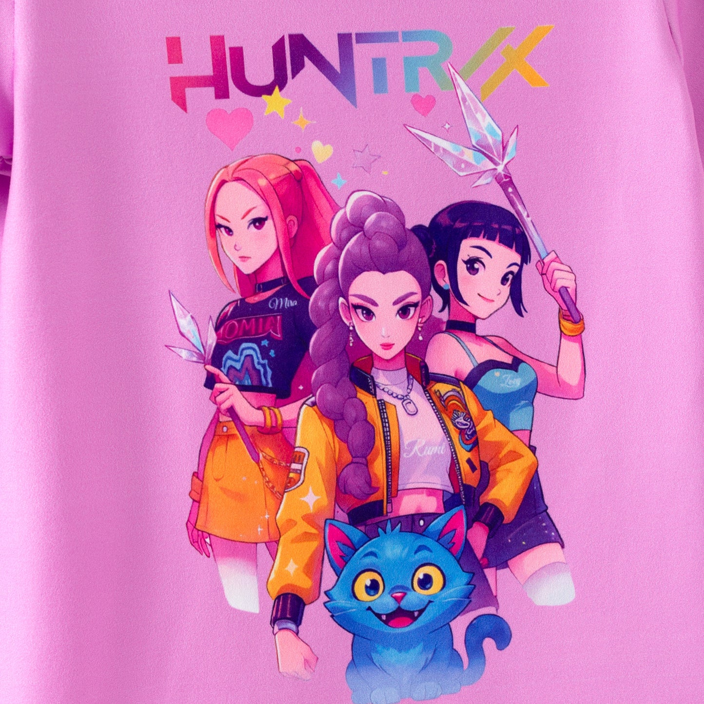 Girls Kpop Demon Hunter Print Short Sleeves Top+Pant Set