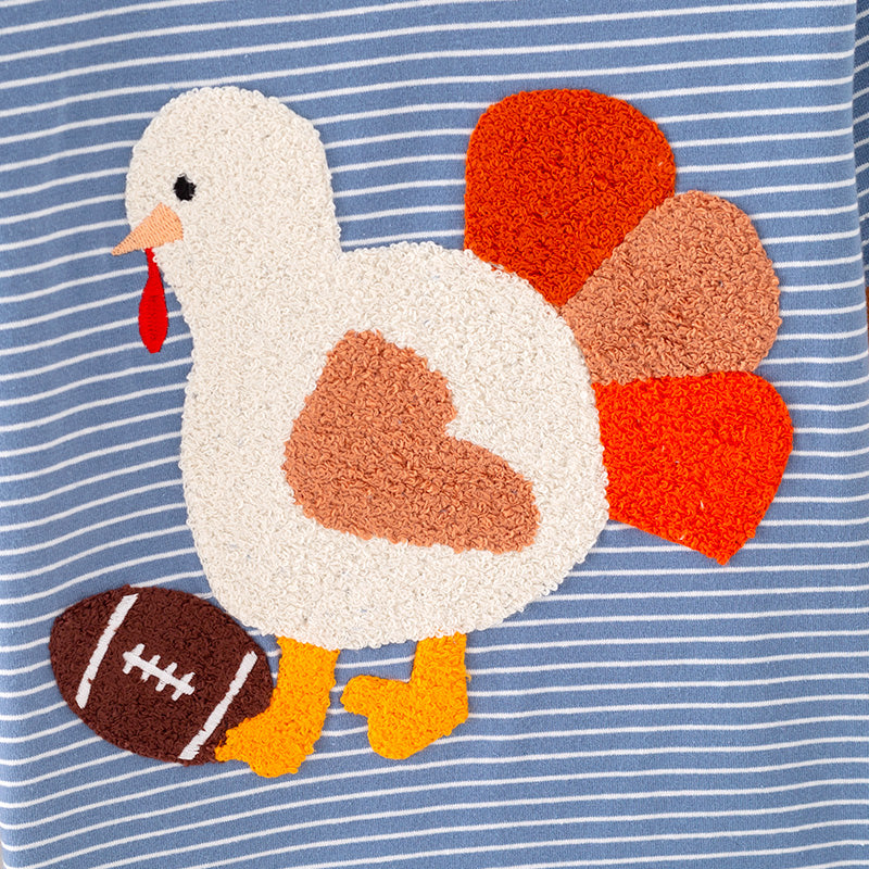 Boys Thanksgiving Turkey Football Chenille Patch Top