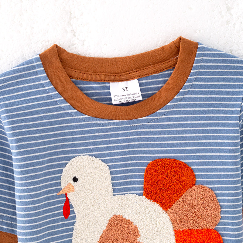 Boys Thanksgiving Turkey Football Chenille Patch Top