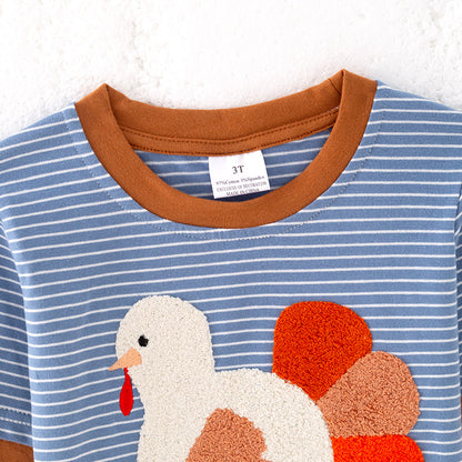 Boys Thanksgiving Turkey Football Chenille Patch Top