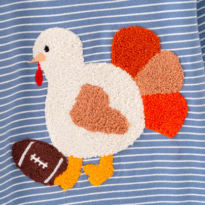 Baby Boys Thanksgiving Turkey Football Chenille Patch Romper