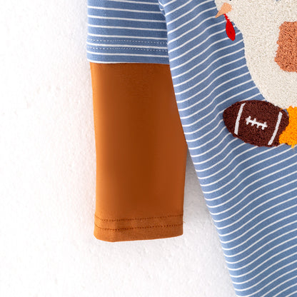 Baby Boys Thanksgiving Turkey Football Chenille Patch Romper