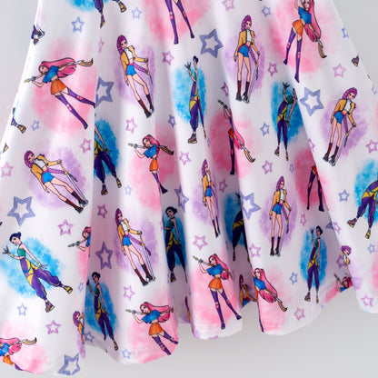 Girls Spring Summer K-POP Short Sleeves Twirl Dress