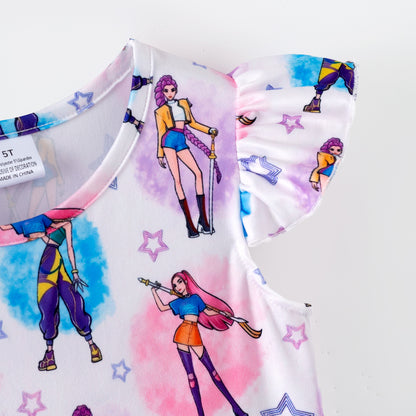 Girls Spring Summer K-POP Short Sleeves Twirl Dress