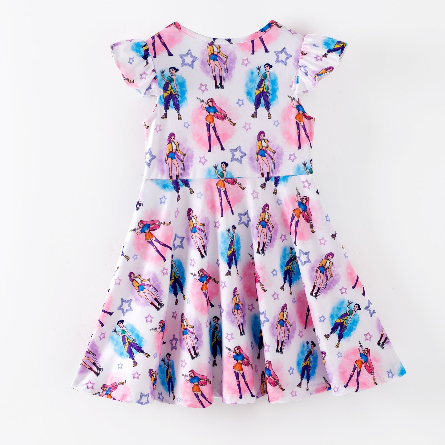 Girls Spring Summer K-POP Short Sleeves Twirl Dress