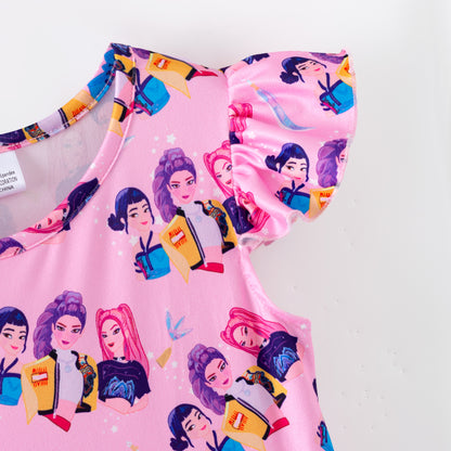 Girls Spring Summer K-POP Short Sleeves Twirl Dress