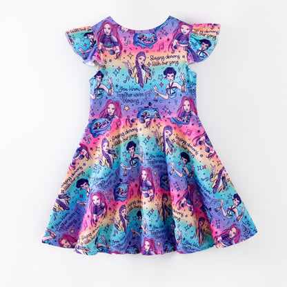 Girls Spring Summer K-POP Short Sleeves Twirl Dress