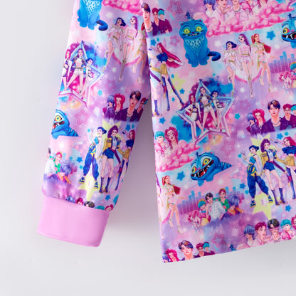 Girls Spring Kpop Demon Hunter Print Pajamas Set