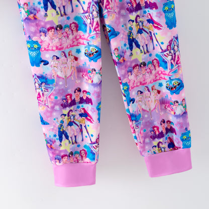Girls Spring Kpop Demon Hunter Print Pajamas Set