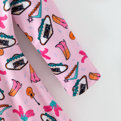 2026 Summer Cute Pink Character Short Sleeves Twirl Dress