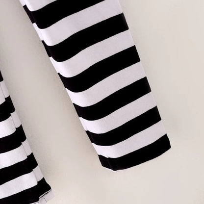 3 Pieces Girls Halloween SPOOKY SEASON Denim Black Stripes Pant Set