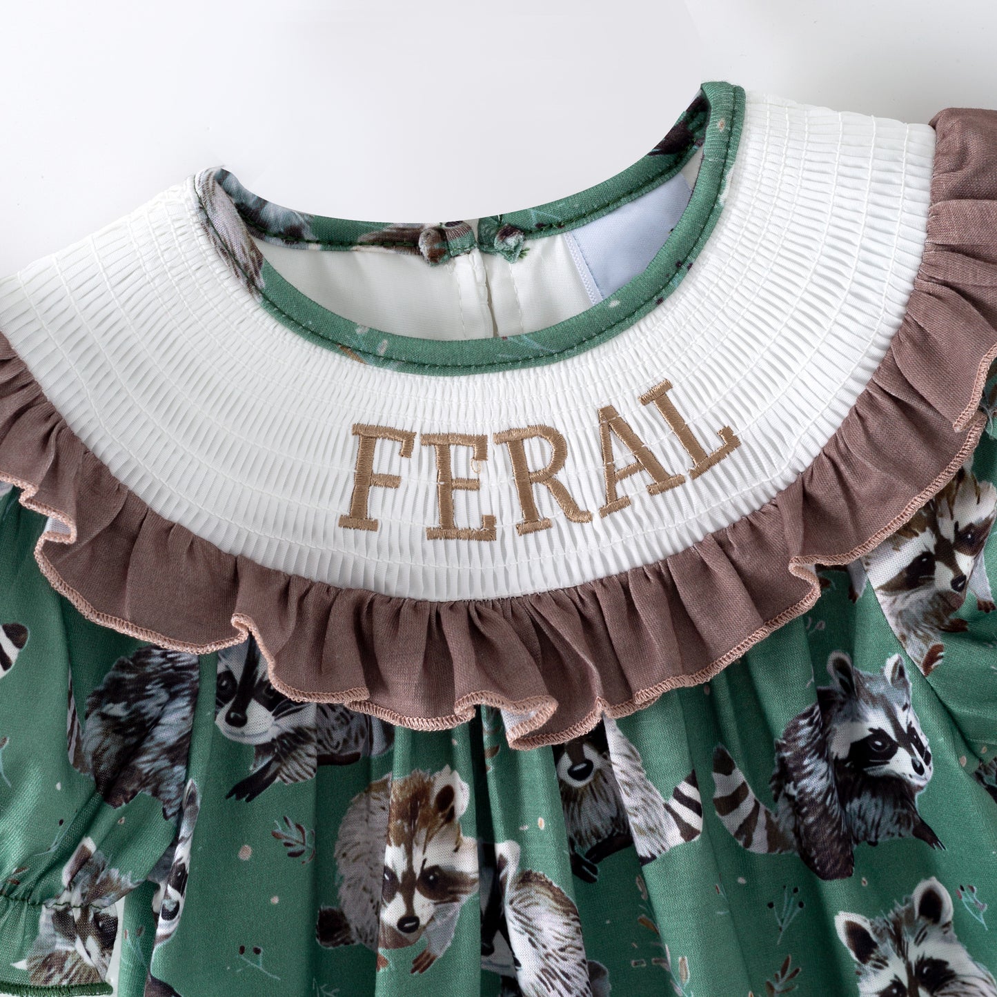 Sibling Summer Raccoon Print "FERAL"Embroidery Matching Clothes