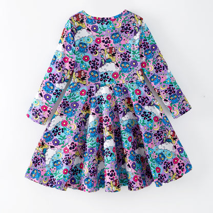 2026 Spring Cute K-POP Long Sleeves Twirl Dress