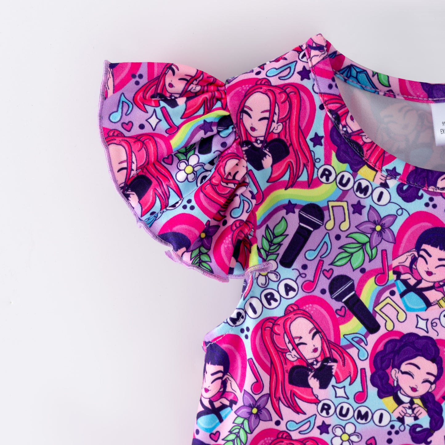 Girls Summer K-Pop Demon Hunter Soft Ruffled Pajamas Dress