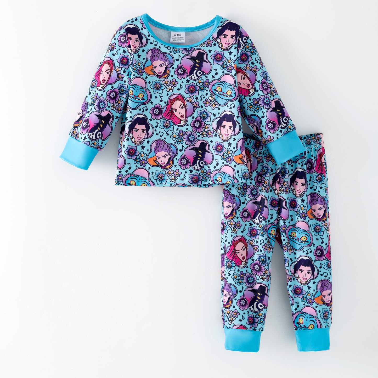Girls Spring Kpop Demon Hunter Print Soft Pajamas Set