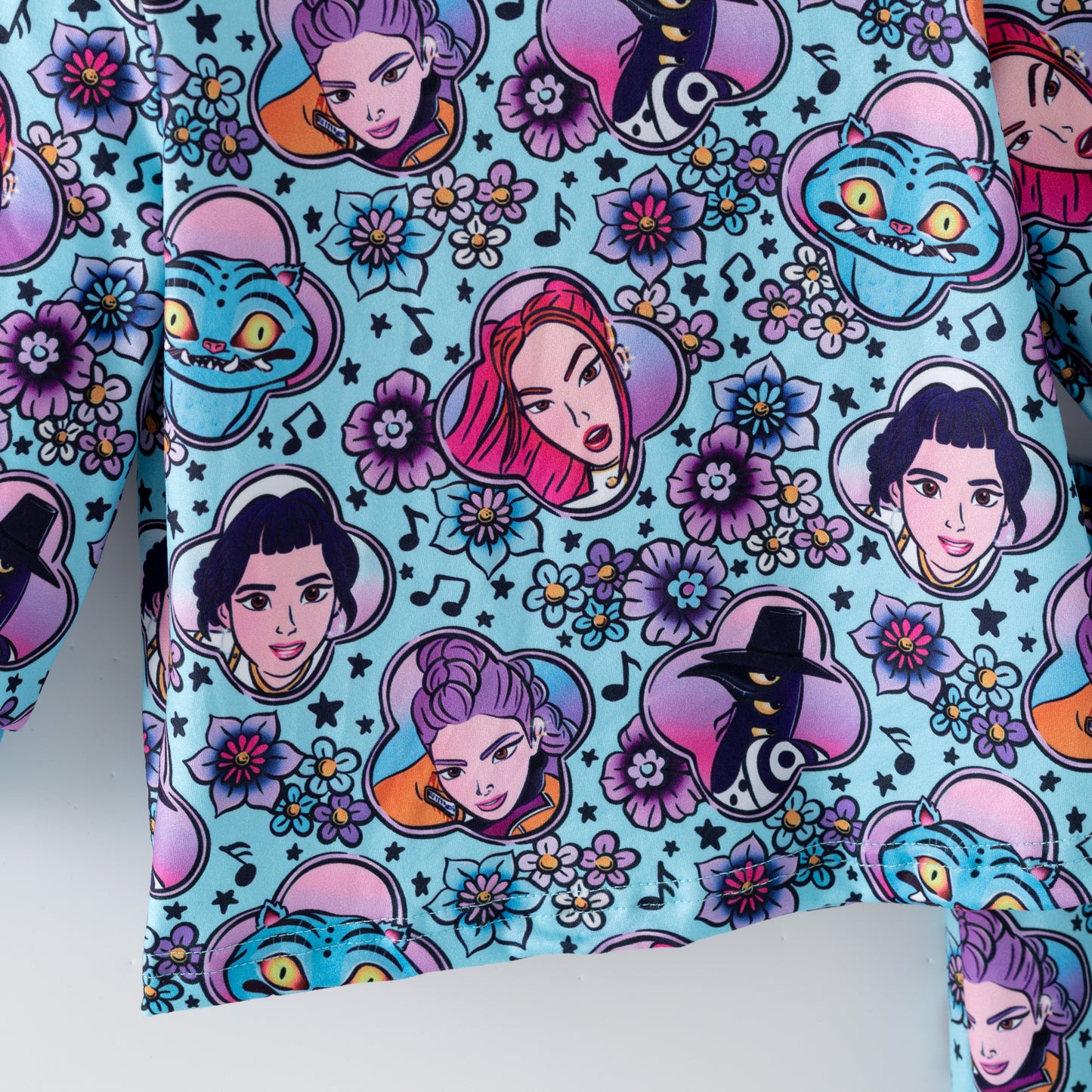 Girls Spring Kpop Demon Hunter Print Soft Pajamas Set