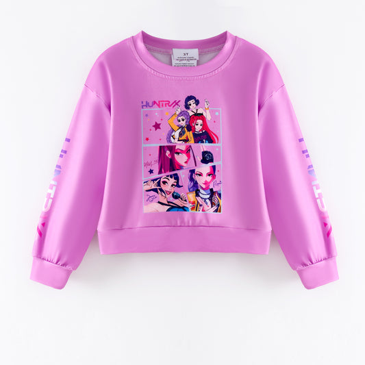 Girls Spring K-pop Demon Hunter Print Fashion Sweatshirt Collection