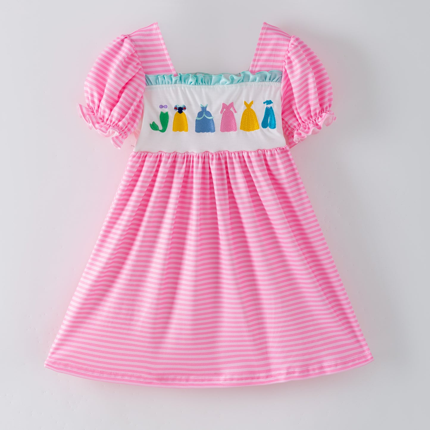 2026 Spring Summer Princess Embroidery Pink Dress & Romper