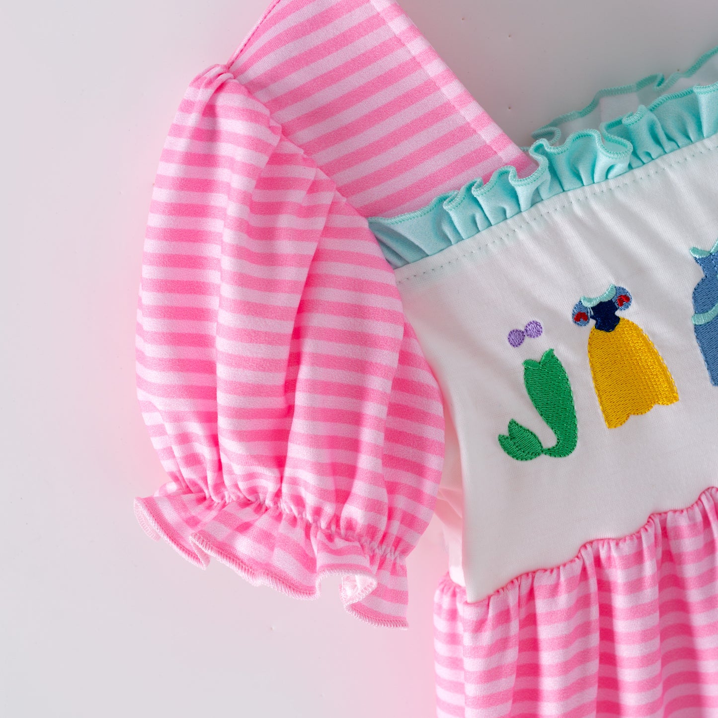 2026 Spring Summer Princess Embroidery Pink Dress & Romper