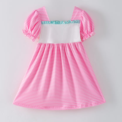 2026 Spring Summer Princess Embroidery Pink Dress & Romper