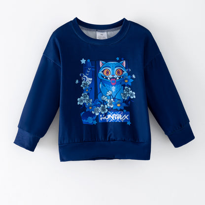 Girls Fall Kpop Demon Hunters Print Long Sleeves Top