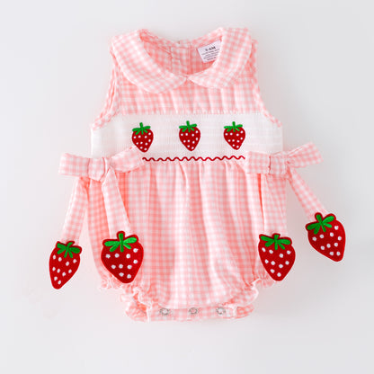 2026 Spring Strawberry Season Embroidery Smock Outfits