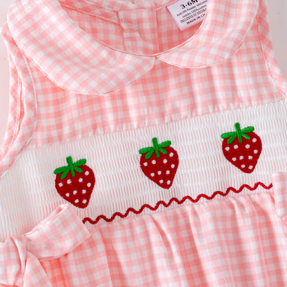 2026 Spring Strawberry Season Embroidery Smock Outfits