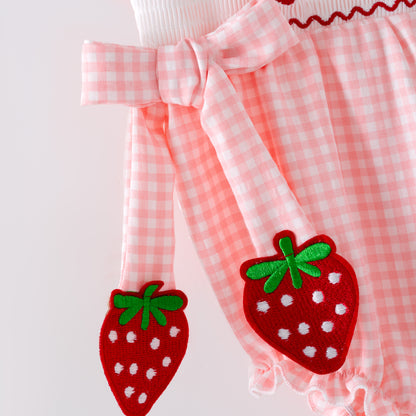 2026 Spring Strawberry Season Embroidery Smock Outfits