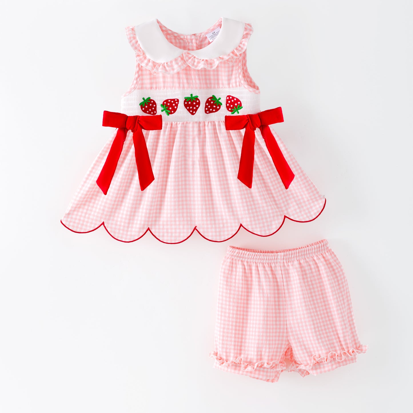 2026 Spring Strawberry Season Embroidery Smock Outfits
