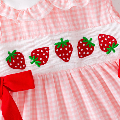 2026 Spring Strawberry Season Embroidery Smock Outfits