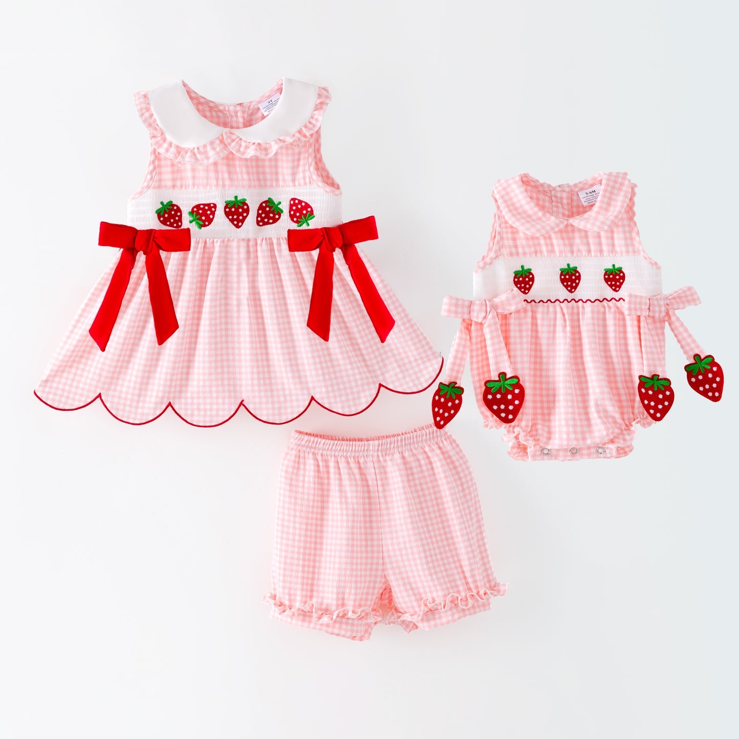2026 Spring Strawberry Season Embroidery Smock Outfits
