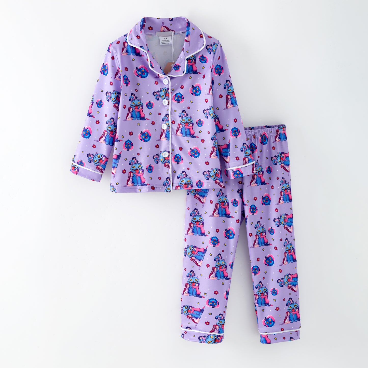 Girls Fall Kpop Demon Hunter Print Pajamas Pant Set