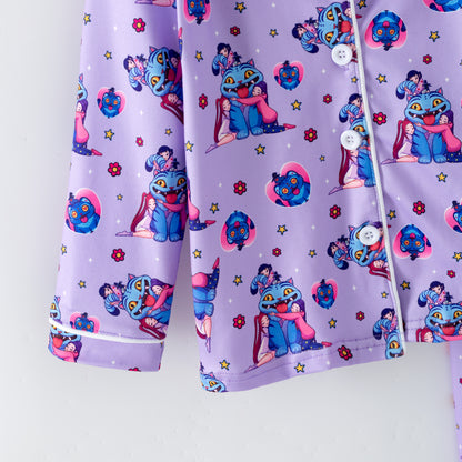 Girls Fall Kpop Demon Hunter Print Pajamas Pant Set