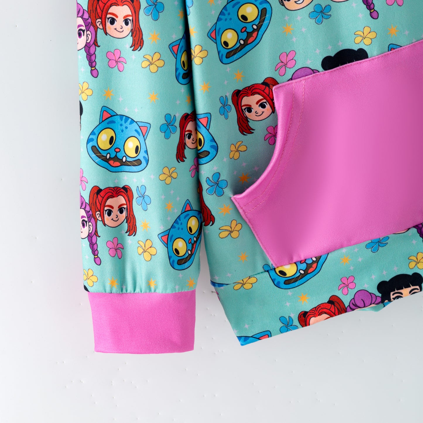 Winter Kpop Demon Hunter Print Long Sleeves Pocket Hoodies For Kids