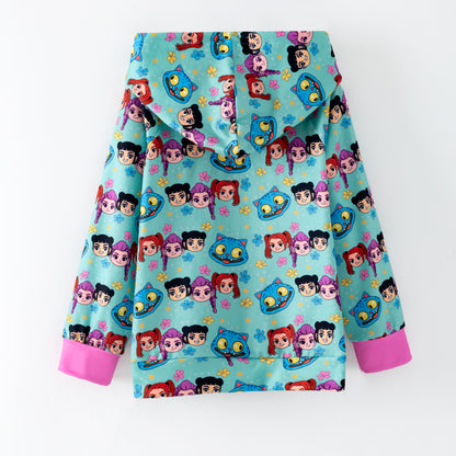 Winter Kpop Demon Hunter Print Long Sleeves Pocket Hoodies For Kids