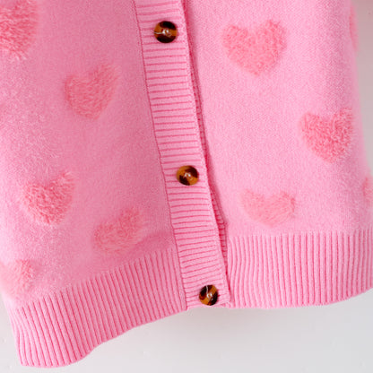 2026 Valentine's Day Fashion Heart Plush Sweater Cardigan