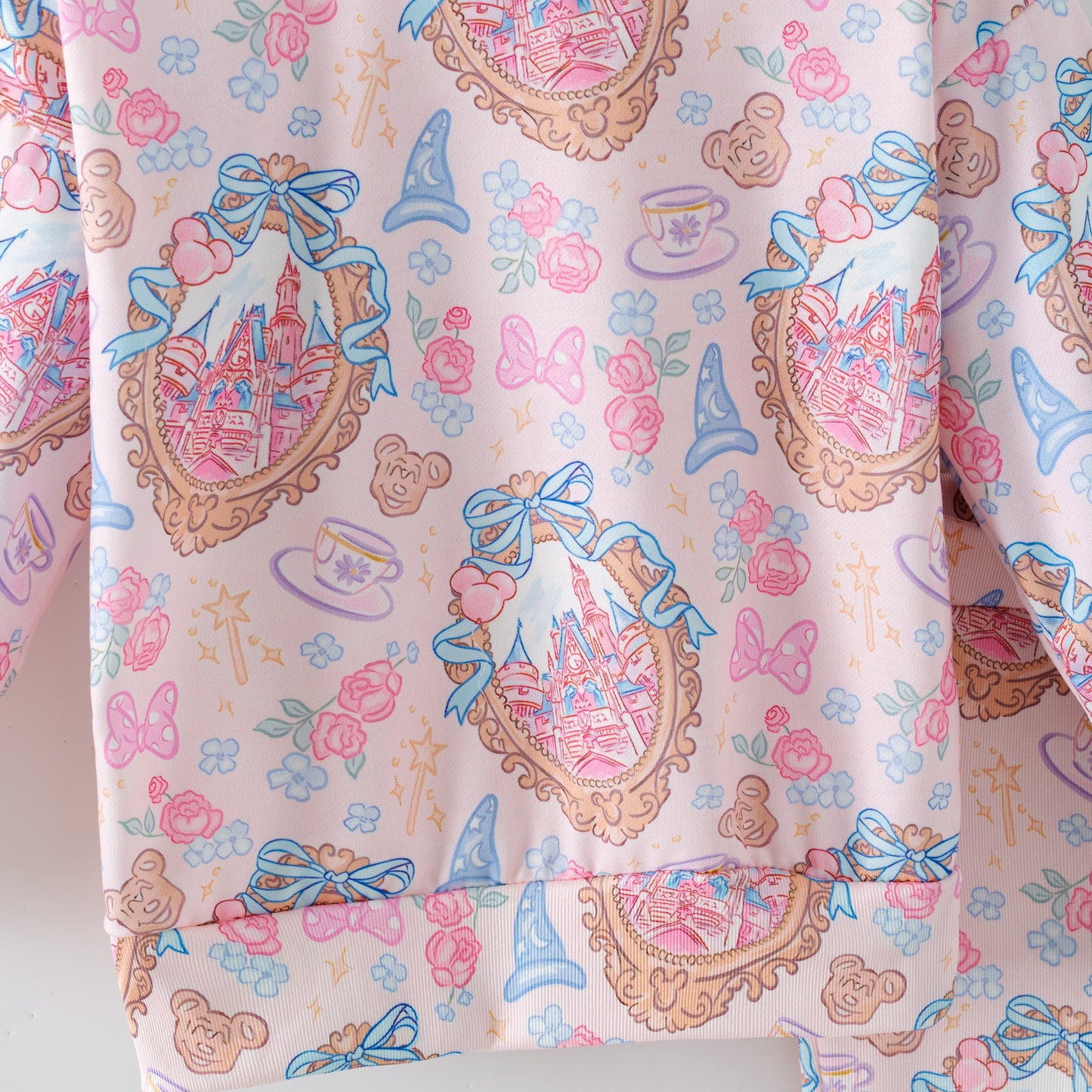 2026 Spring Castle Cartoon Print Sweatshirt Set