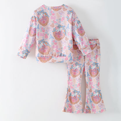 2026 Spring Castle Cartoon Print Sweatshirt Set