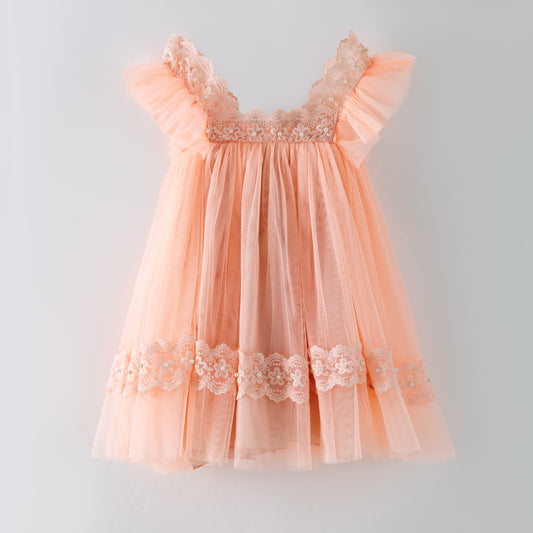 2026 Spring Summer Pink Tulle Lace Fashion Dress