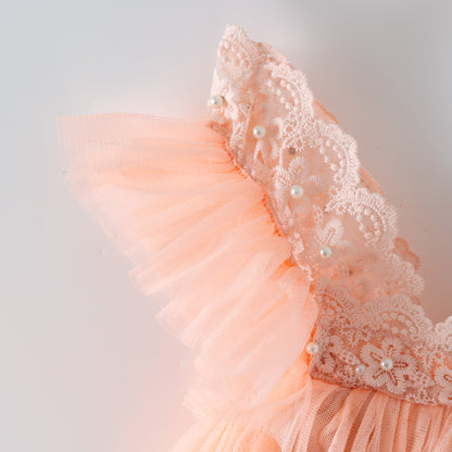 2026 Spring Summer Pink Tulle Lace Fashion Dress