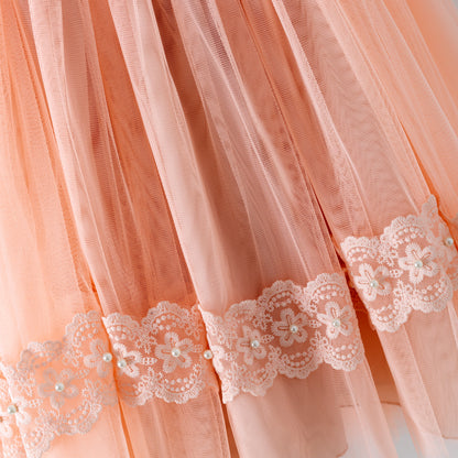 2026 Spring Summer Pink Tulle Lace Fashion Dress
