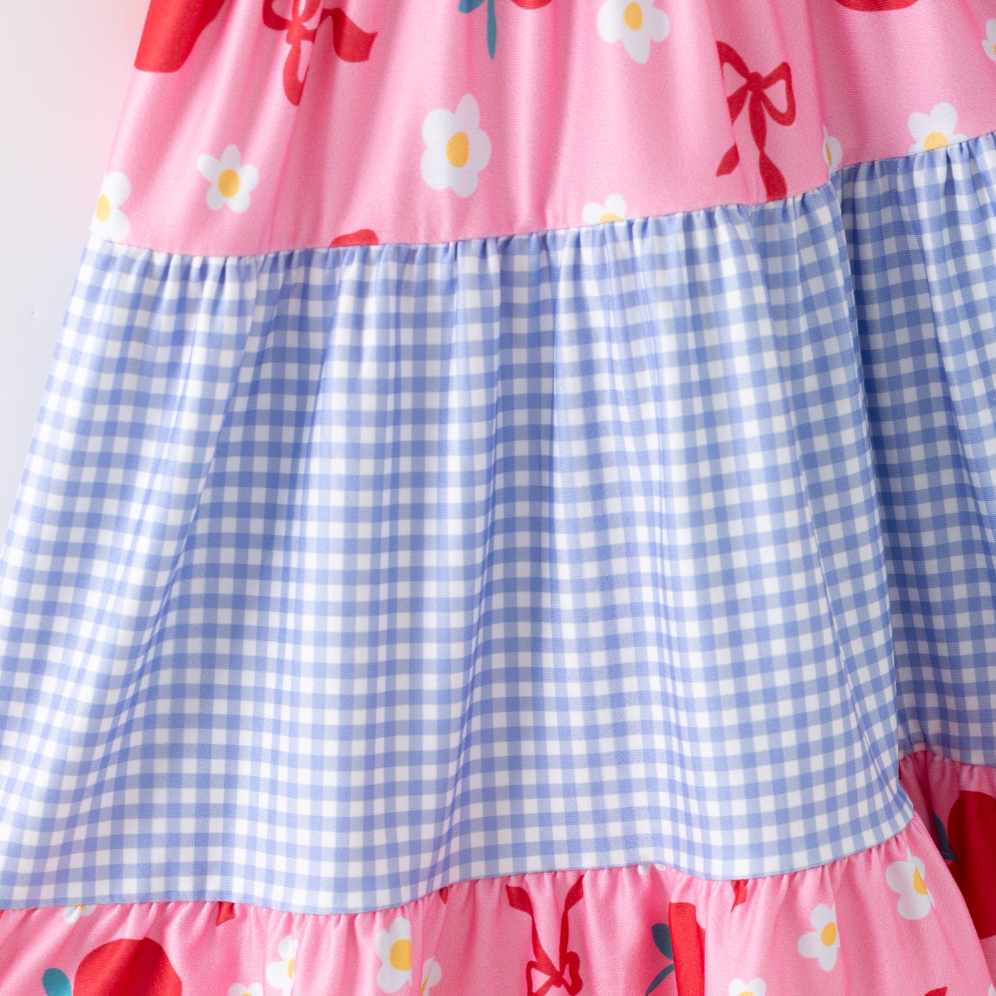 Girls Summer Red Blue Apple Back To School Dress