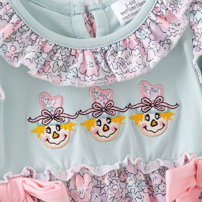 Baby Girls Halloween Spook-tacular Embroidered Pumpkin Romper